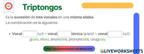 Vocales Abiertas Y Cerradas En Los Diptongos Hiatos Y Triptongos Worksheet Live Worksheets