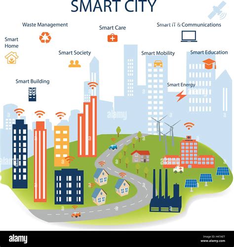 Smart City Concept With Different Icon And Elements Modern City Design With Future Technology