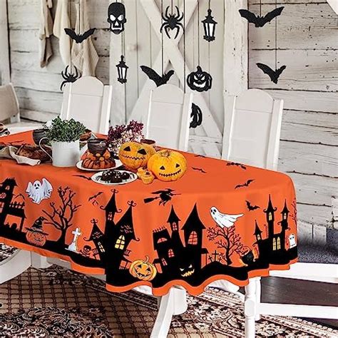 Amazon Oval Halloween Tablecloth 60x84 Inch Scary Pumpkin Spooky