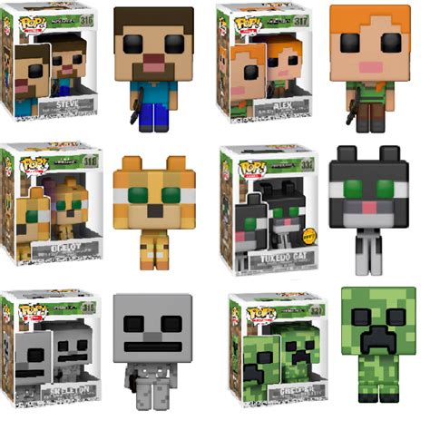 Funko Pop Games Minecraft Creeper Skeleton Tuxedo Cat Chase Steve Alex New Ebay