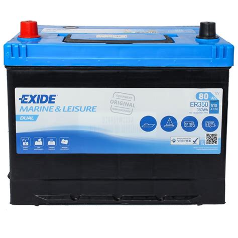 Exide ER350 12V FLA Battery 80Ah Marine And Leisure Battery Camper