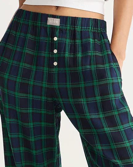 J Crew Flannel Pajama Pant In Black Watch Tartan For Women