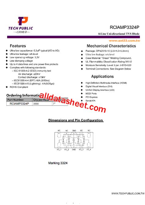 Rclamp P Datasheet Pdf Tech Public Electronics Co Ltd