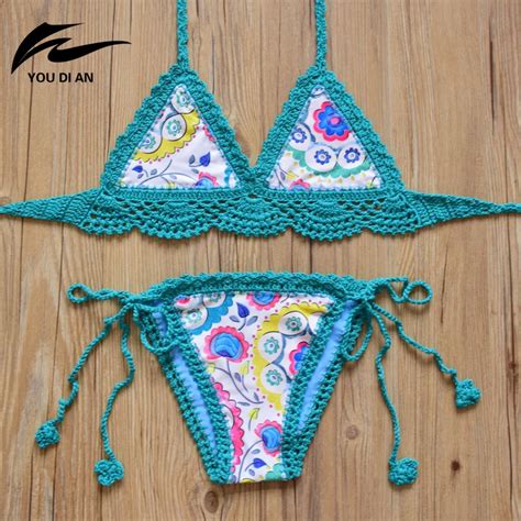 Sexy Handmade Crochet Bikinis Swimwear Women 2017 Brazilian Bikini Set Knitted Swimsuit Bathing