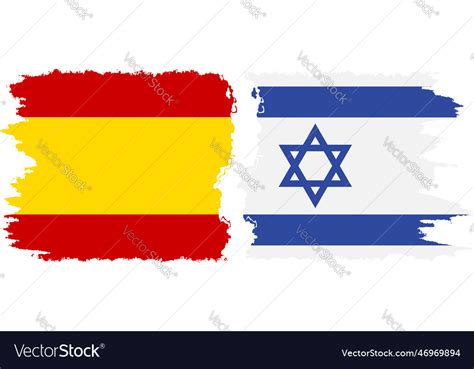 Israel and spain grunge flags connection Vector Image