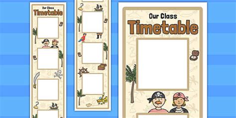 Pirate Themed Vertical Visual Timetable Display Twinkl