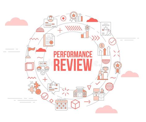 Performance Review Concept With Icon Set Template Banner And Circle Round Shape Stock