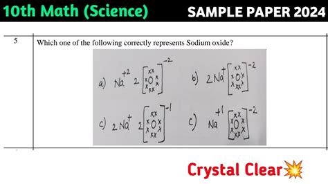 Which One Of The Following Correctly Represents Sodium Oxide YouTube