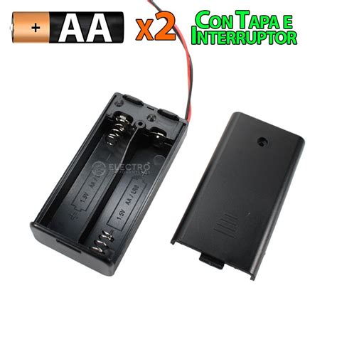 Portapilas 2x AA 3v Con Tapa Interruptor Y Cable 2xaa Portapilas Aa