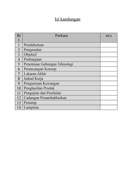 Rbt Folio Isi Kandungan Bi L Perkara M S Pendahuluan Pengenalan