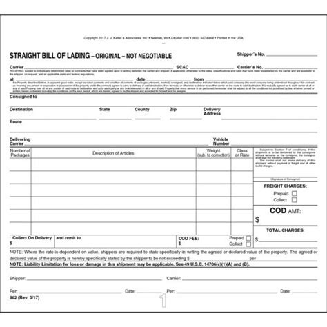 Straight Bill Of Lading Short Form Inside Blank Bol Template