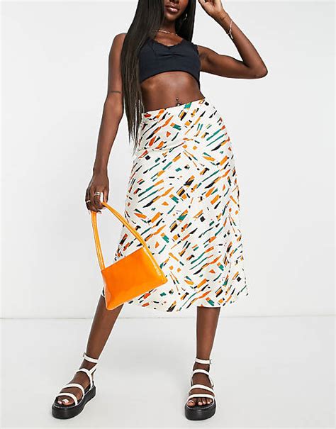 Monki Midi Skirt In All Over Print Asos