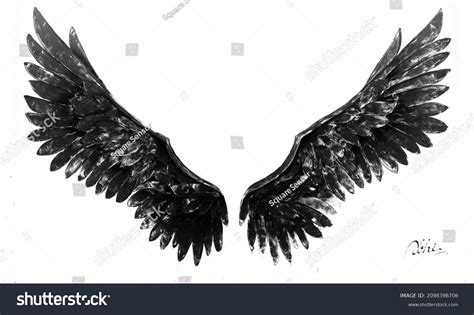 Beautiful Lucifer Wings Black White Stock Photo 2098398706 | Shutterstock