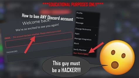 How To Ban Any Discord Account Educational Purposes Only Youtube