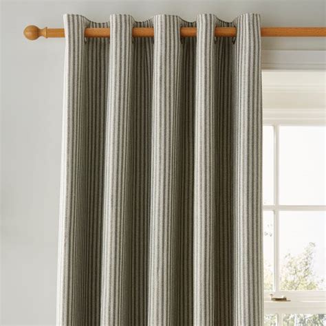 Churchgate Herringbone Stripe Olive Eyelet Curtains Dunelm