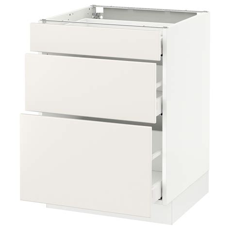 SEKTION base cabinet with 3 drawers, white Maximera/Veddinge white ...