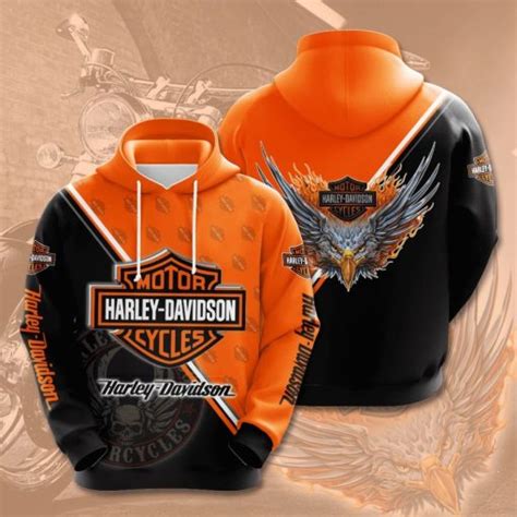 Harley Davidson Black Orange Pullover Hoodie