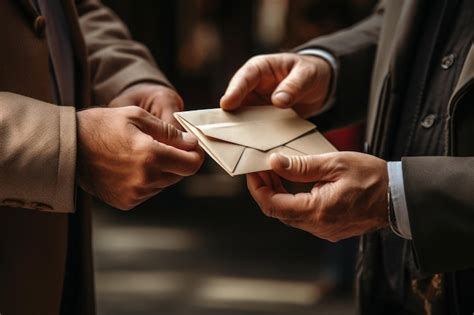 Premium Ai Image A Man Giving Bribe Money In A Brown Envelope To