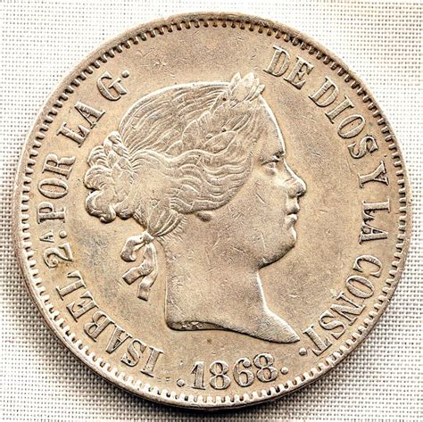 Spain 50 Centavos De Peso 1868 Manila Isabel Ii Catawiki