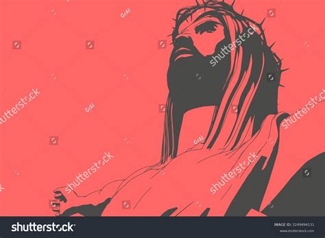 Portrait Jesus Christ Crown Thorns Biblical Stock Vector Royalty Free