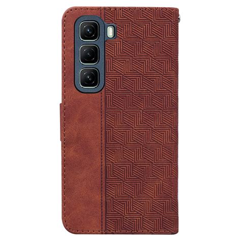 For Infinix Hot 50 5G Geometric Embossed Leather Phone Case Brown Alexnld