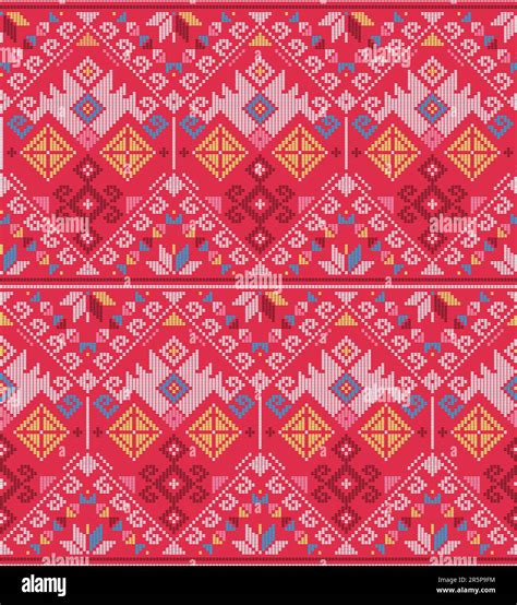 Filipino Traditional Art Yakan Cloth Inspired Vector Seamless Pattern