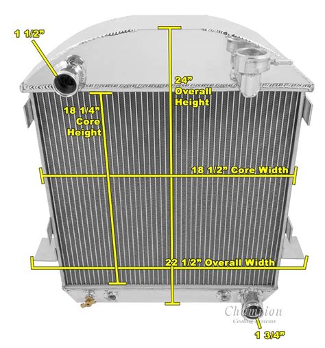 24 27 Ford Model T Bucket 3 Row Radiator Champion Radiators