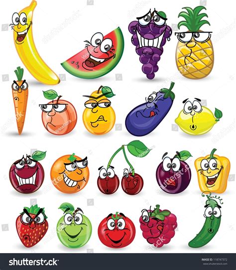 Cartoon Fruits And Vegetables Stock Vector 118747372 Shutterstock