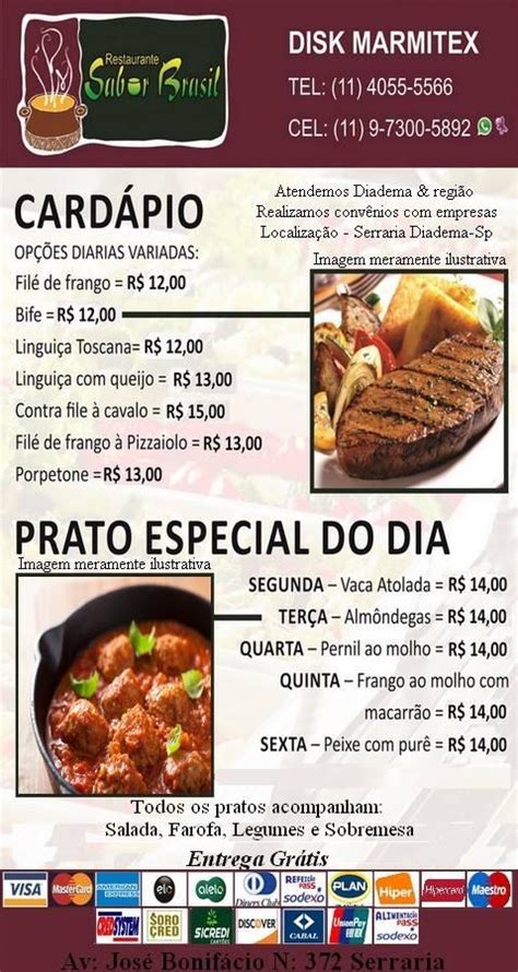 Menu At SABOR Brasil DISK Marmitex Restaurant Diadema