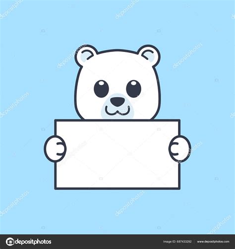 Cute Polar Bear Holding Blank Sign Stock Vector By Siridhata