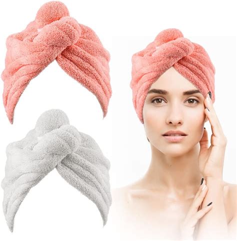 Nuoshen 2 Pcs Serviette Microfibre Cheveux Cheveux Serviette De