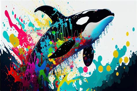 Pintura De Una Orca Saltando Fuera Del Agua Generativa Ai Foto Premium