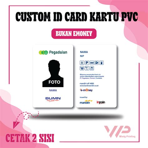 Jual Custom Kartu Pvc Design Id Card Pegadaian Bumn Terbaru Bahan Pvc