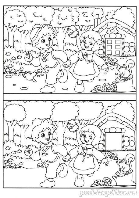 Задания для детей 7-8 лет. Найди различия. Найди десять различий между ...