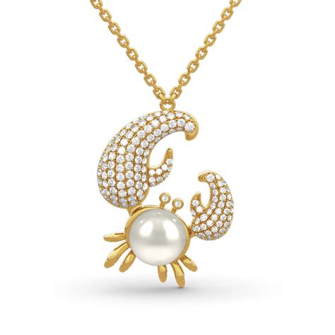 Jeulia Cultured Pearl Crab Pendant Sterling Silver Necklace Jeulia