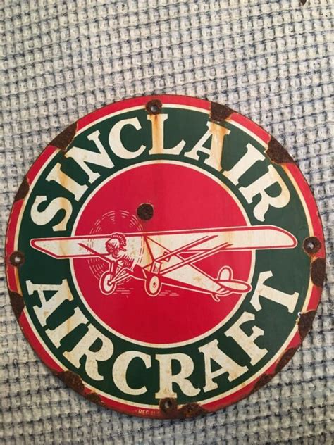 Original Vintage Porcelain Sinclair Aircraft Gas Oil Sign Advertising