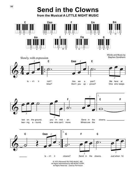 Send In The Clowns Super Easy Piano Print Sheet Music Now