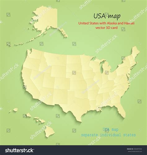 Usa Alaska Hawaii Map Separate Individual Stock Vector (Royalty Free
