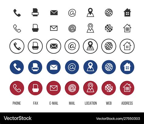 Contact icons business card symbols Royalty Free Vector