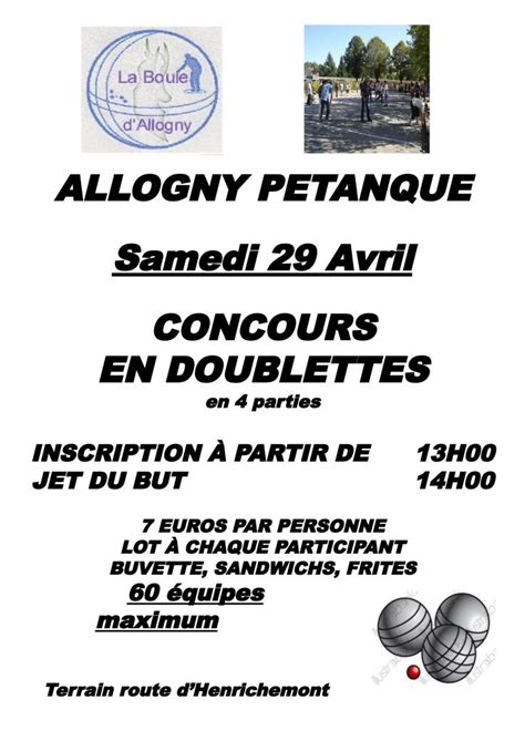 Concours de pétanque Commune d Allogny 18110