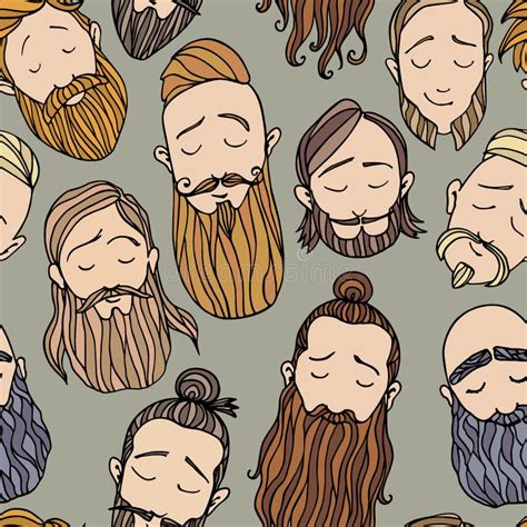 Beard Styles Pattern Stock Vector Illustration Of Drawing