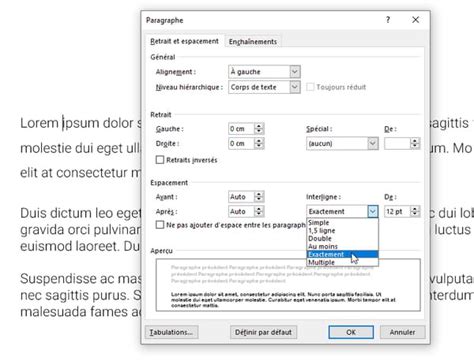 Paragraphe Word Retrait Espacement Interligne