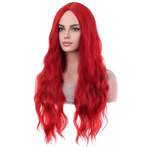 Beron Red Wigs Long Wavy Wig For Women Curly Heat