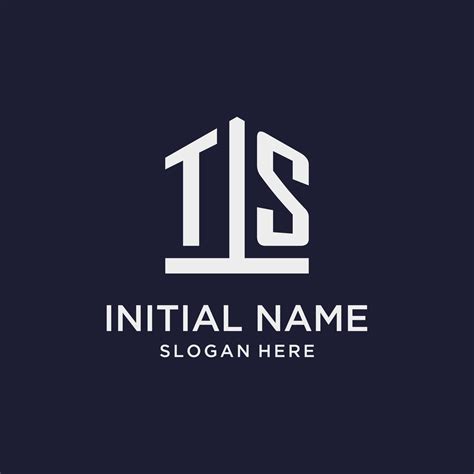 TS Initial Monogram Logo Design With Pentagon Shape Style 12735904