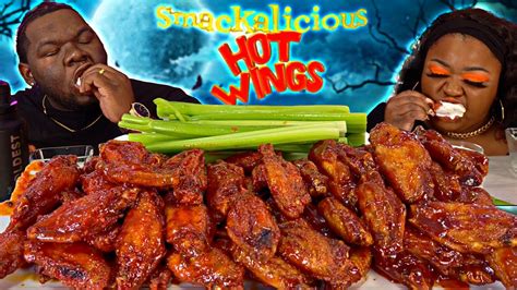 Spicy Buffalo Flamin Bbq Wings Feat Bloveslife Smackalicious Hot Sauce 🔥 Mukbang Eating