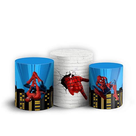 Trio Cilindro Homem Aranha Sublimado 3D Elástico Sublistamps