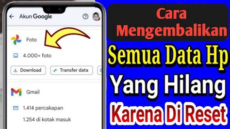 Cara Mengembalikan Data Hp Yang Sudah Di Reset Youtube