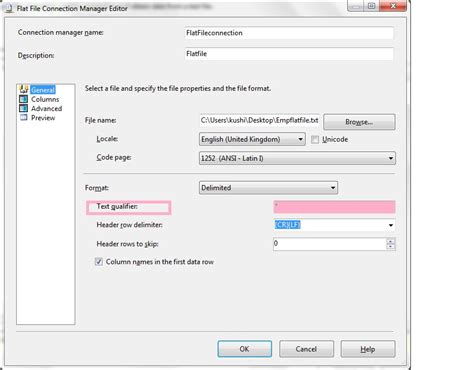 Text Qualifier Property In Ssis Msbi Guide