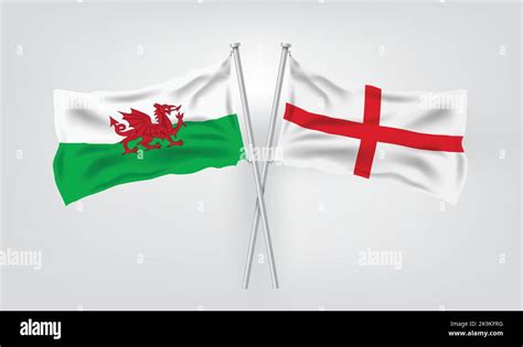 COUNTRY FLAGS. ENGLAND VS WALES REALISTIC VECTOR ILLUSTRATION Stock ...