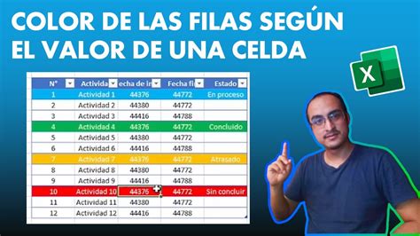 Como Cambiar Color De Las Filas Seg N El Valor De Una Celda En Excel